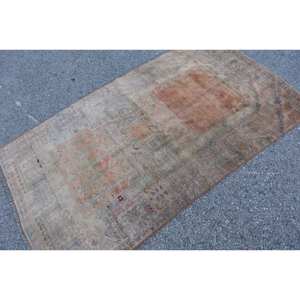 Alfombra turca rectangular con respaldo de látex de lana Beige de área grande de 3,6x6,2 pies, diseño abstracto de retazos para pasillo - Product Image 4