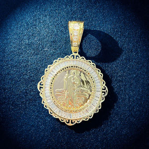 Hip Hop Baguette Jésus Médaillon Pendentif Glacé En Or Massif 10kt Baguette Cut Lab Grown vvs Diamonds - Product Image 2