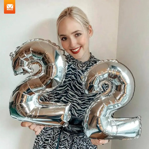 Kit of 10 Number <b>Balloons</b> for Birthday Party <b>Decorations</b>, 80cm - Assorted Colors - Product Image 5