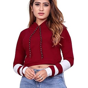 Nouvel arrivage Haut court pour femmes de haute qualité Sweats à capuche Top Design Coton Streetwear décontracté Col à capuche Longueur courte pour l'hiver - Product Image 1