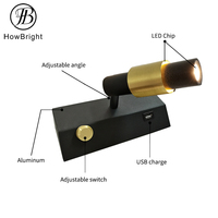 Lampe murale LED moderne à angle réglable, 6W, avec interrupteur, chargeur USB, AC85-265V, en aluminium, pour décoration intérieure