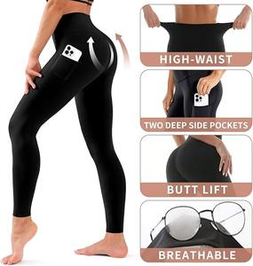 Pantalones de Yoga de alta calidad personalizados 2025 para mujer, mallas con Control de barriga de cintura alta para entrenamiento, mallas medias con patrón sólido para correr - Product Image 5