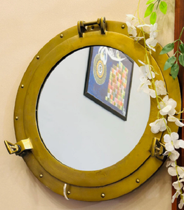High Quality 12\" Antique Traditional <b>Nautical</b> Brown Aluminium Wall Mirror Porthole Style Ship <b>Decor</b> Metal Crafts - Product Image 2