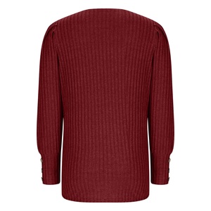 Suéteres gruesos antiarrugas con botones y cuello cuadrado para mujer Otoño Invierno Casual Color sólido manga larga suave - Product Image 6