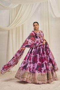 2025 último diseñador indio Organza Lehenga Choli/Ghaghra Choli secuencia hasta el suelo Zari bordado boda fiesta desgaste Diwali - Product Image 3
