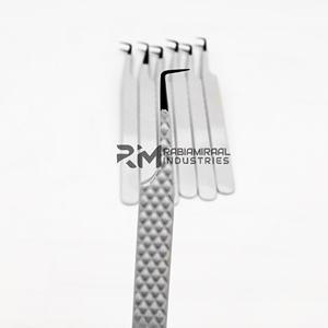 Pinzas para pestañas de Punta puntiaguda de acero inoxidable con diseño personalizado RMI, punta de Plasma negra y pinzas para pestañas de Color con recubrimiento de polvo blanco - Product Image 3
