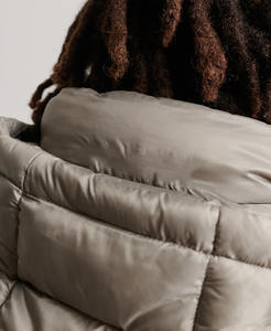 Veste matelassée pour homme avec col montant et capuche, logo brodé, vêtements décontractés d'hiver, couleur unie, coupe décontractée, veste d'hiver pour homme - Product Image 5