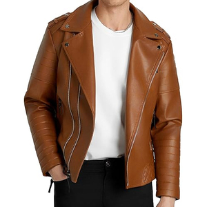Chaqueta de cuero de motorista ajustada a la moda hecha a medida para hombres Proveedor de fábrica OEM Pedidos al por mayor Etiquetas privadas - Product Image 1