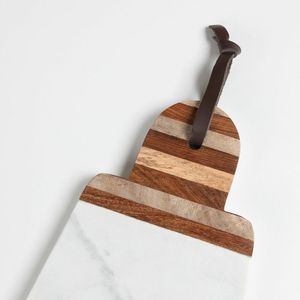 SERVING BORD TRAY Acero Besafe Mármol decorativo y tabla de cortar de madera de acacia Tabla de servir de mármol con mango - Product Image 3