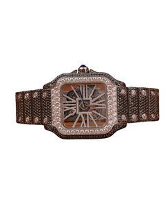 Montre-bracelet automatique de luxe avec pierres de moissanite, style hip-hop, cadran rond noir, différentes formes, quartz à eau - Product Image 1