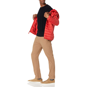Chaqueta de Invierno Acolchada Roja para Hombre, Estilo Urbano, Cortavientos, Corte Ajustado, Cierre de Cremallera, Relleno 100% Fibra de Poliéster, Secado Rápido - Product Image 6