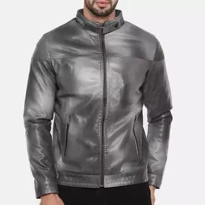 Nouvelle veste de moto en cuir véritable pour homme, automne, décontractée, col montant, logo sur le devant, à capuche, vintage, taille sur mesure - Product Image 1
