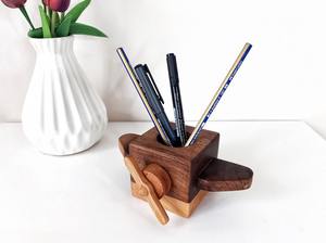 Handcrafted Wooden Airplane Pen Holder, <b>Walnut</b> <b>Desk</b> Organizer, Unique <b>Office</b> Decor - Product Image 4