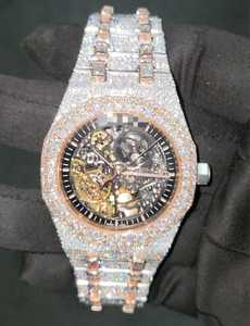 Reloj de Lujo para Hombre, Estilo Hip Hop, con Incrustaciones de Moissanita VVS, Cuarzo, Esfera de Cristal, Acero Inoxidable, Logotipo Personalizado - Product Image 2