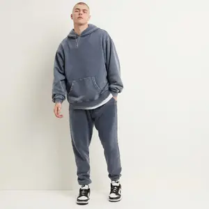 Nouvelle arrivée 80% coton 20% polyester épaules tombantes pull noir surdimensionné hommes à capuche disponible en vrac - Product Image 4