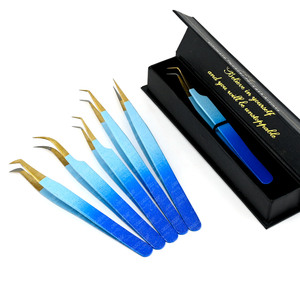 Volume d'extension de cils en vrac Pince à épiler à 90 degrés Isolation à pointe pointue Ensemble de pinces à épiler à pointe en fibre classique incurvée Acier inoxydable - Product Image 6