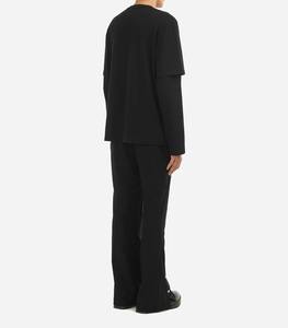 Camiseta de manga larga de estilo sólido transpirable de secado rápido de algodón 100% para hombre, nueva Camiseta de punto de doble capa de peso pesado personalizada - Product Image 6