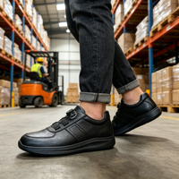 SEPATU KESELAMATAN SOLID STONE Tahan Air Kulit Hitam Tali Pengikat Anti-Selip untuk Industri Ringan & Bengkel Elektronik
