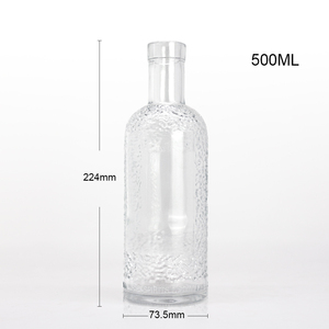 OEM bouteille transparente personnalisée motif gaufré 500ml sérigraphie whisky brandy vodka <span class=keywords><strong>tequila</strong></span> avec liège - Product Image 3