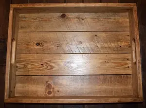 Plateau de service en bois personnalisable pour le thé, le café, les fruits, le pain, les collations et le petit-déjeuner, élégantes plateaux en bois pour la table à manger - Product Image 2