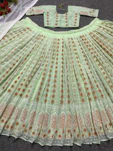 Women's Floral Georgette <b>Lehenga</b> Choli & Dupatta Set 3 Pc Set Branded Dress Directly From Indian Manufacturer - Product Image 6