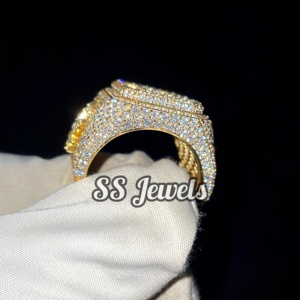 Custom Made Iced Initial Letter Hip Hop Champion <b>Ring</b> VVS Real Moissanite 925 Sterling <b>Silver</b> Rhodium Plated <b>Men</b> <b>Ring</b> - Product Image 3