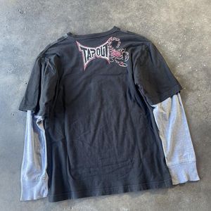 Prince Custom Sun Faded Screen Print Camiseta Vintage Cotton Wash Hombre Doble capa de manga larga Distressed Stone AcidWash T Shirt - Product Image 2