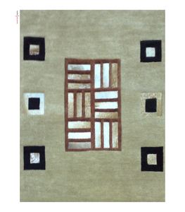 Tapis en laine de Nouvelle-Zélande de haute qualité, design géométrique moderne, tufté à la main, avec patchwork en cuir abstrait, pour la maison, le salon - Product Image 1