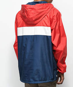 <b>Men</b> Coated Canvas Lightweight Color Block Hooded Windbreaker <b>Jacket</b> <b>Half</b> <b>Zip</b> Breathable Waterproof Polyester Outdoor Running - Product Image 2