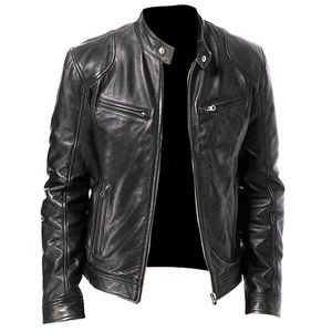 Chaqueta de cuero de oveja genuina de alta calidad para hombre, chaqueta de cuero estilo bomber para motocicleta, color negro. - Product Image 4