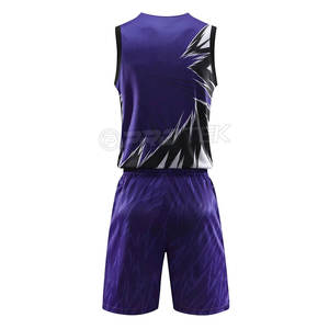 Uniformes d'équipe de basket-ball d'athlétisme, uniforme de basket-ball réversible de couleur unie violette imprimé par Sublimation - Product Image 2