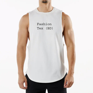 Camiseta sin mangas con estampado personalizado para hombre, ropa de calle informal de punto para gimnasio, entrenamiento, Fitness, diseño en blanco, camiseta sin mangas ajustada - Product Image 3