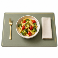 Grandes sets de table rectangulaires en cuir PU gris, imperméables, essuyables et lavables, pour la maison, la cuisine, les fêtes et les restaurants