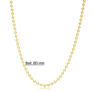 Collar de Cadena Turco Hecho a Mano en Plata de Ley 925 con Baño de Rodio y Diseño de Bolas de 3mm - Product Image 3