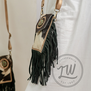 LW 2024 Bohemian Vintage Multi-Color Leather Sling Bag Women Handcrafted Véritable Hair Leather Single Strap Portable Cotton - Product Image 3