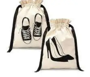 便宜的鞋棉拉绳袋，可水洗和可重复使用的袋，带定制尺寸和标志印花棉帆布拉绳袋