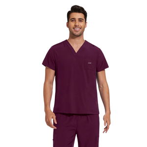 Unisex Medical <b>Scrub</b> Suit V Neck Short Sleeve Top Cargo Jogger Pants Woven Comfortable Work Uniform for Hospital Use - Product Image 3