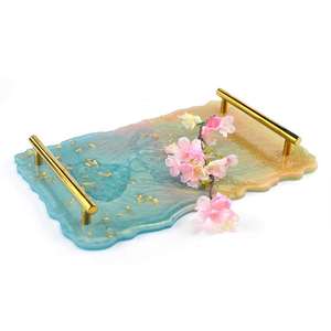 Hoteles Restaurantes Cafeterías Cantinas Bandeja decorativa de mesa con asa única Bandeja de resina a precio económico - Product Image 5