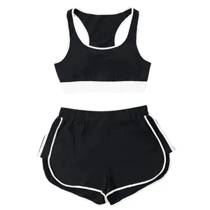 女式2 pcs上衣和短裤套装女士健身健身房跑步运动文胸背心短裤运动双套