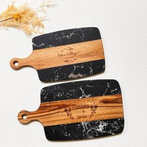 Elegante tabla de cortar de madera con incrustaciones de mármol-Precio directo del fabricante - Product Image 2
