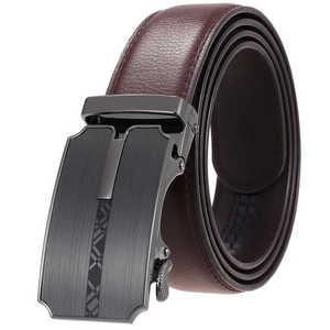 Men's Genuine Leather Automatic <b>Belt</b> Brown Cow Hide Alloy Buckle <b>Vintage</b> Durable One Piece Molding - Product Image 3