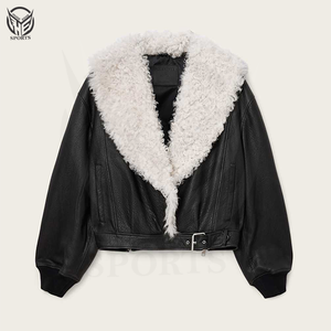 Chaqueta de Cuero Personalizada de Alta Calidad 100% para Mujer con Cuello Alto, Talla Grande, Invierno 2025 Especial - Product Image 1