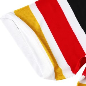 Camiseta de fútbol de alta calidad uniforme blanco negro rojo amarillo rayas hombres equipo Kit con pantalones cortos ropa deportiva de malla de poliéster de secado rápido - Product Image 6