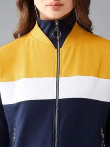 Chaqueta Bomber personalizada de alta calidad para hombre, ropa deportiva de bloque de Color, longitud larga con decoración de letras, chaquetas de mujer de estilo propio - Product Image 3