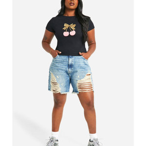 Bas quantité minimale de commande Meilleure Qualité Logo Sur Mesure T-shirts pour Femmes Couleur Unie Impression Graphique Dames Top Chemises - Product Image 6