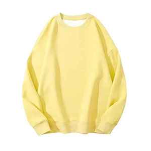 เสื้อคอกลมทรงหลวมใส่ได้ทั้งชายและหญิงเสื้อลำลองสวมหัวสีพื้นวินเทจระบายอากาศได้ใส่ฤดูใบไม้ร่วง/ฤดูหนาว - Product Image 1