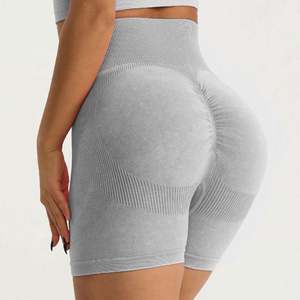 กางเกงขาสั้นออกกำลังกายโยคะสำหรับผู้หญิง ผ้าสแปนเด็กซ์/ไนลอน แห้งเร็ว ทรงสลิม เอวกลาง แต่งโลโก้ตามสั่ง ลวดลายฟรอสต์  พร้อมเชือกผูกเอว - Product Image 6