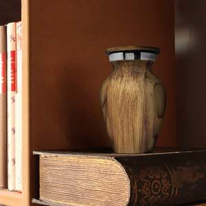 Urn <b>for</b> Human <b>Ashes</b> Aluminum with Wood Grain Finish | Mini Metal Sharing Personal Funeral Urn <b>for</b> Pet or Human <b>Ashes</b> (Oak) - Product Image 2