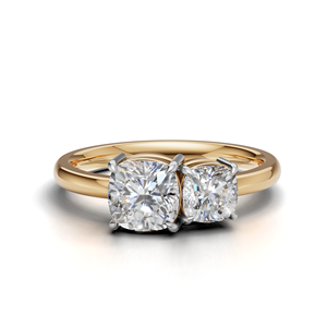 IGI Certified Lab Grown Diamond Toi Et Moi <b>Ring</b> 18K Yellow / White & Rose Gold Cushion Shape Engagement <b>Ring</b> for Women - Product Image 1
