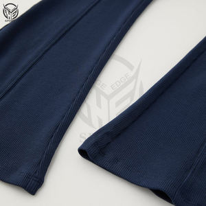 Pantalon évasé bleu taille mi-haute pour femme avec tissu imperméable et respirant de qualité supérieure, design personnalisable par Huge Edge Sports - Product Image 3